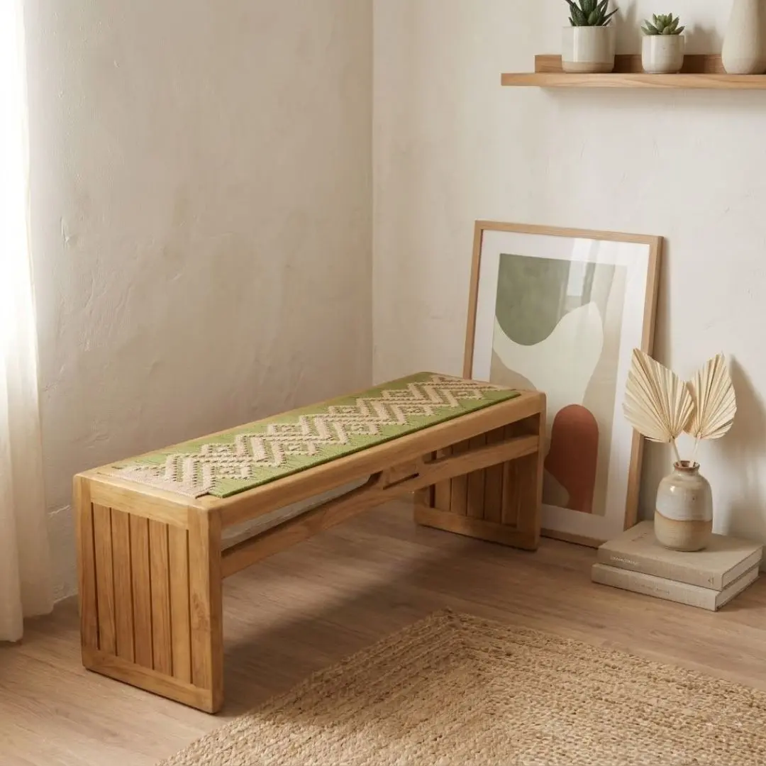 teak wood and polyester rope Stool and Bench Indonesia Berlin Bench export furniture