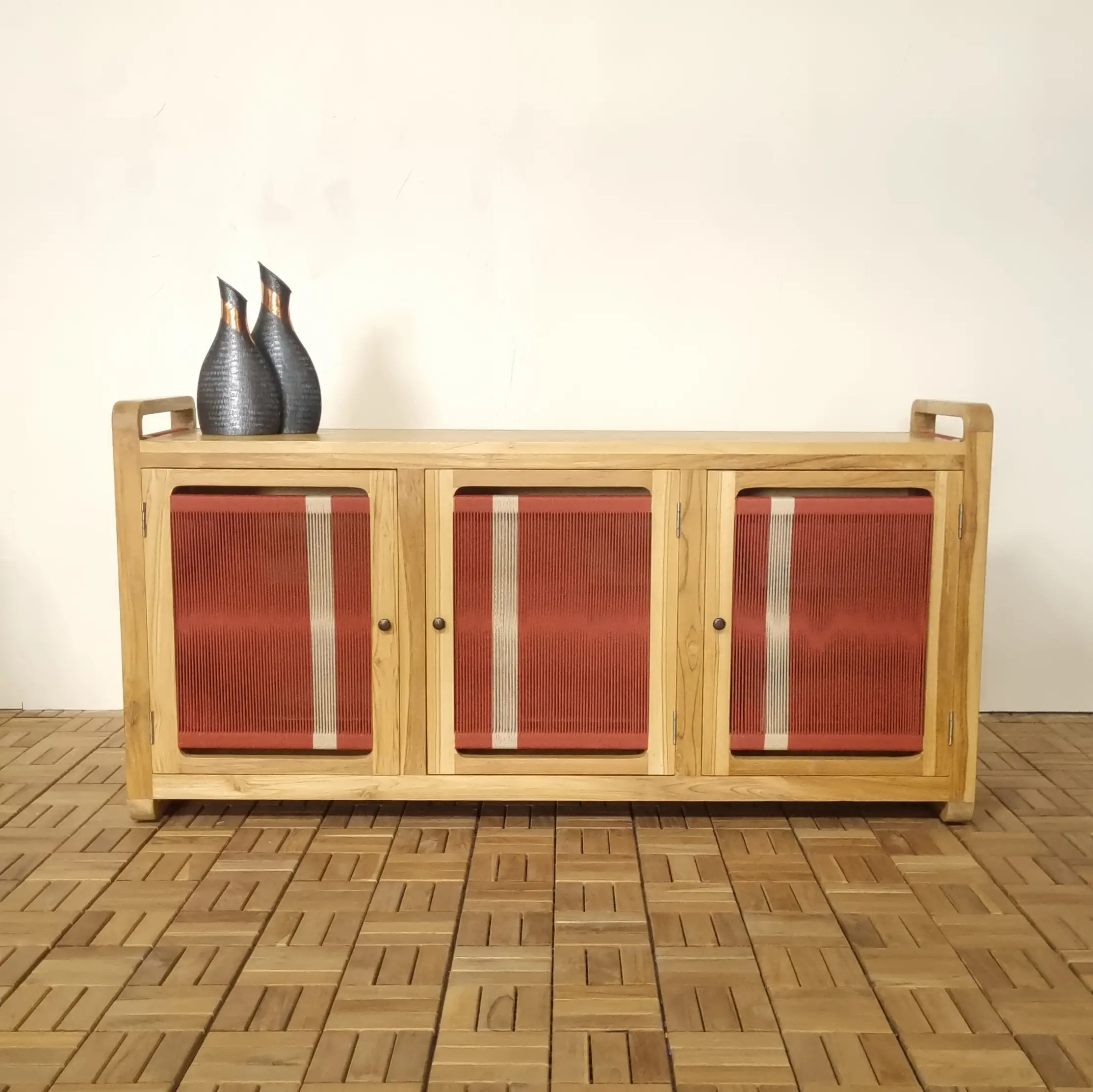 teak wood and polyester rope Cabinet Indonesia Eleanor Bliss Cabinet export furniture