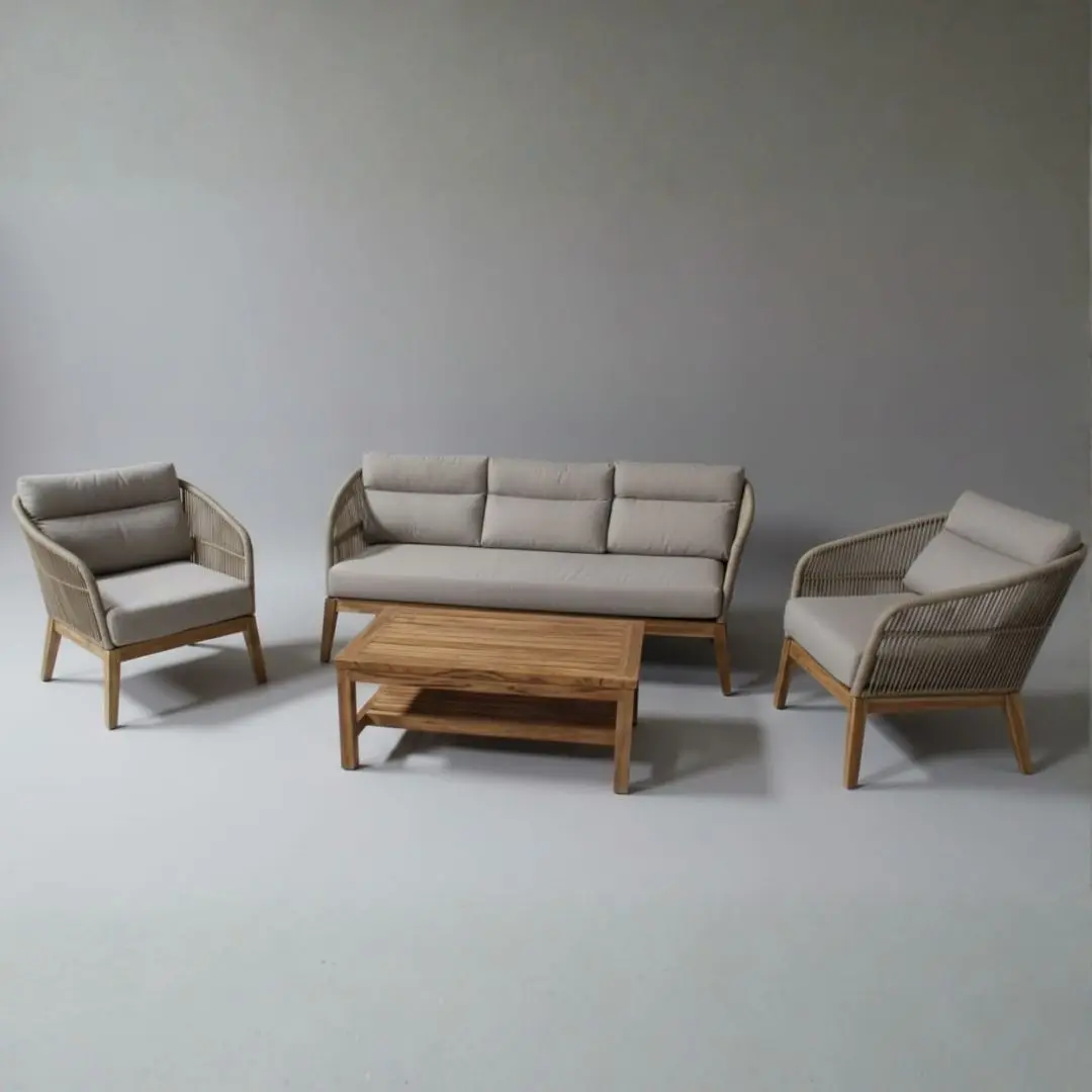 TEAK WOOD AND CUSHION Set Indonesia Malaga Sofa Set export furniture