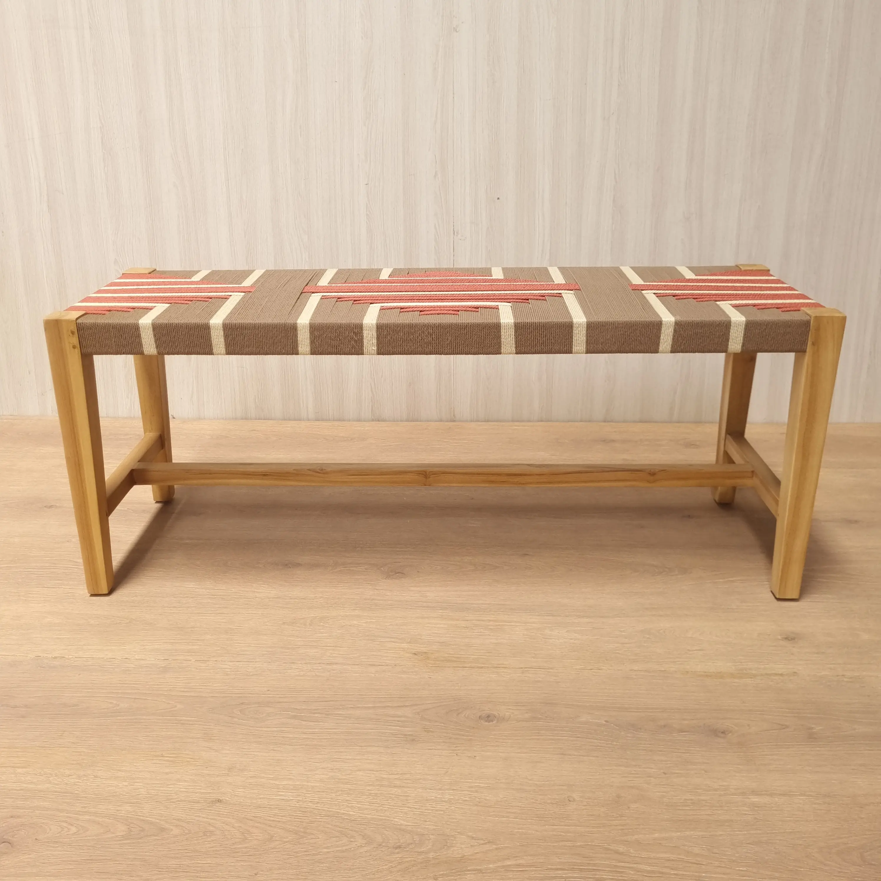 teak wood and polyester rope Stool and Bench Indonesia Tara Bench Rope export furniture